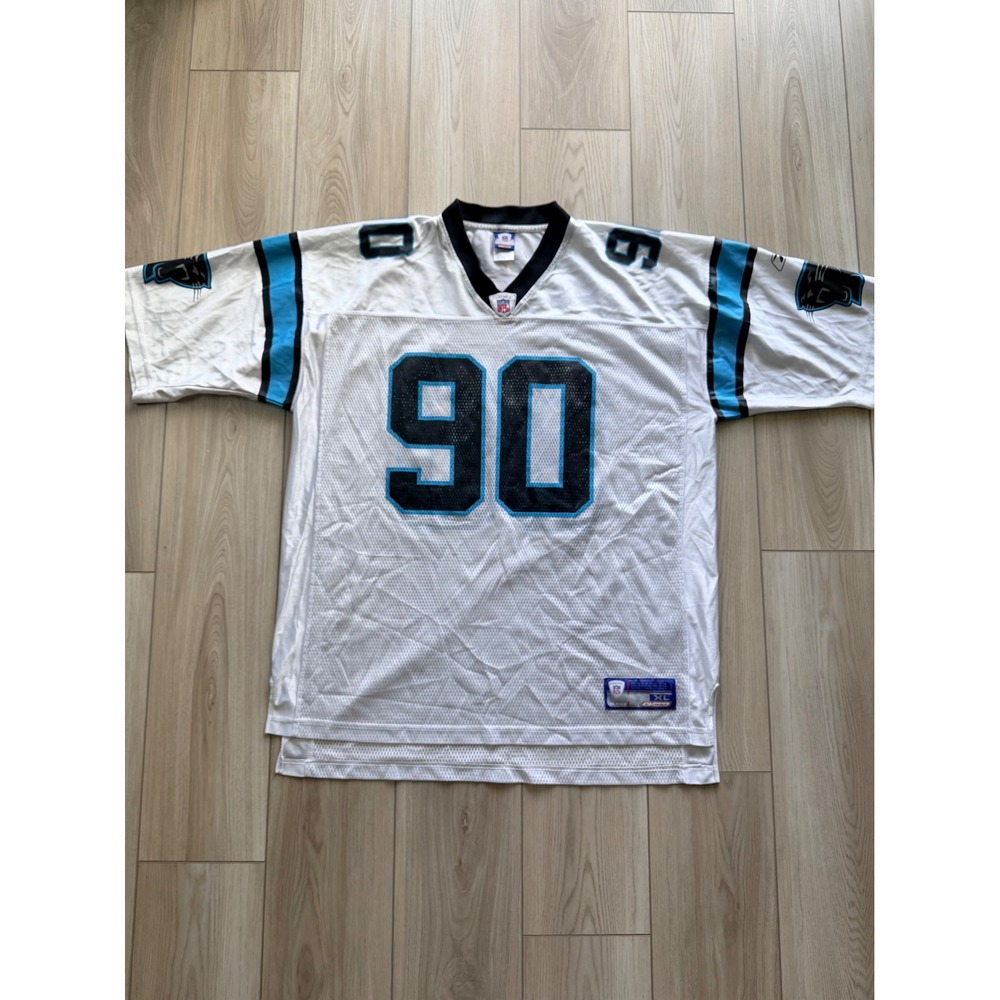 Vintage Reebok Julius Peppers Carolina Panthers Jersey Mens XL White 90 NFL